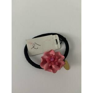 pink flower hair tie with rhinestone